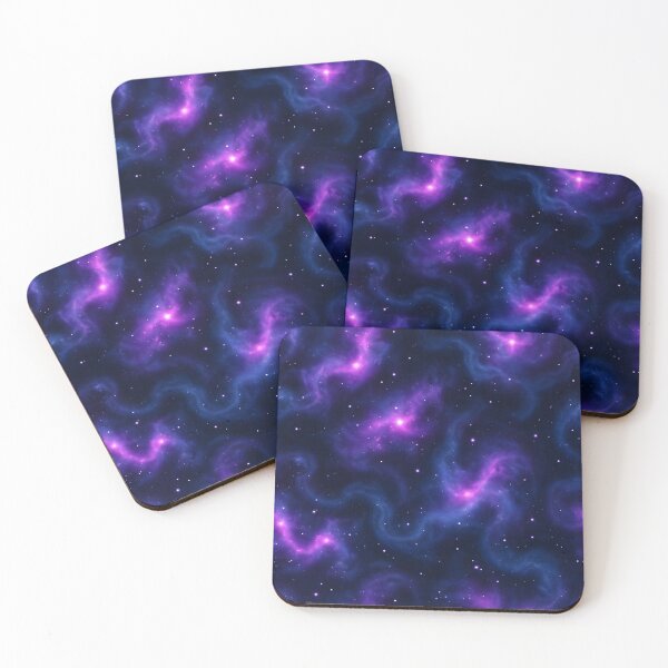 Item preview, Cosmic Nebula Seamless Pattern – Vibrant Purple and Blue Swirls with Stars on Dark Space Background designed and sold by FestivityFinds.
