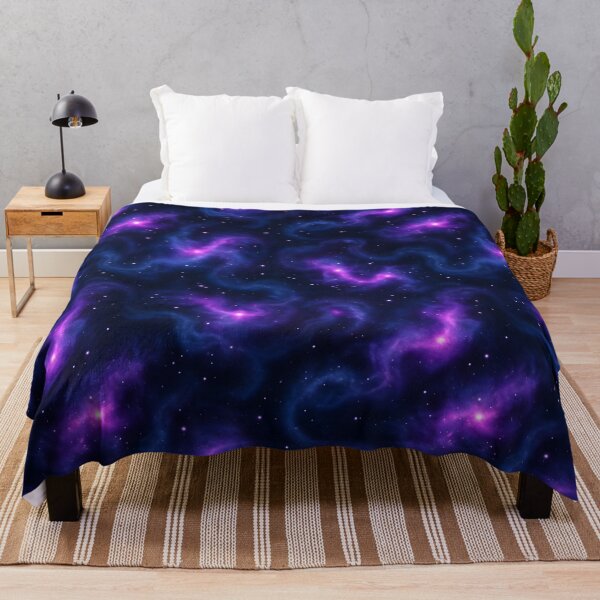 Item preview, Cosmic Nebula Seamless Pattern – Vibrant Purple and Blue Swirls with Stars on Dark Space Background designed and sold by FestivityFinds.