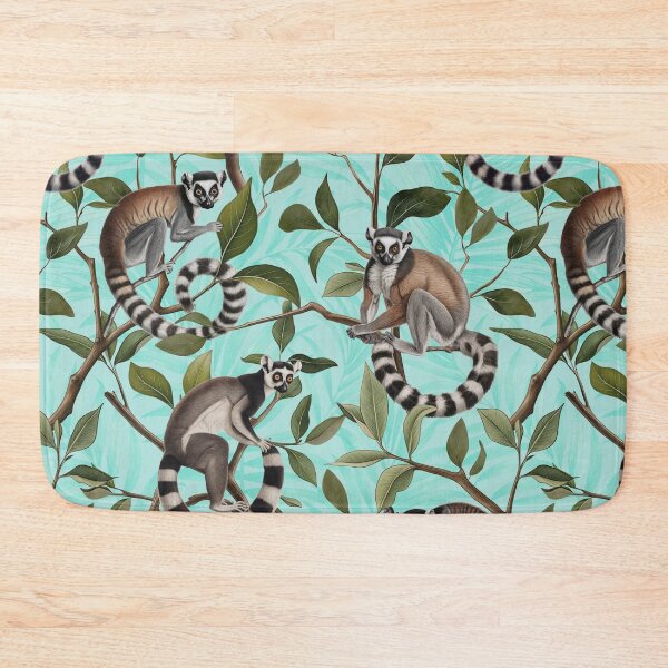 Item preview, Lush Tropical Lemur Paradise Teal designed and sold by artsandsoul.