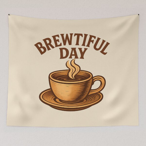 Item preview,  Brewtiful Day — Vintage Hand-Drawn Coffee Cup Illustration | Retro Coffee Mug Design, Coffee Lover Gift designed and sold by Raslanity.