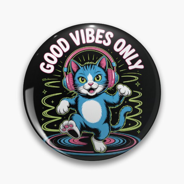 Aperçu de l'œuvre Chat aux bonnes vibrations, design de chat mignon, énergie positive créée et vendue par A-jackson.