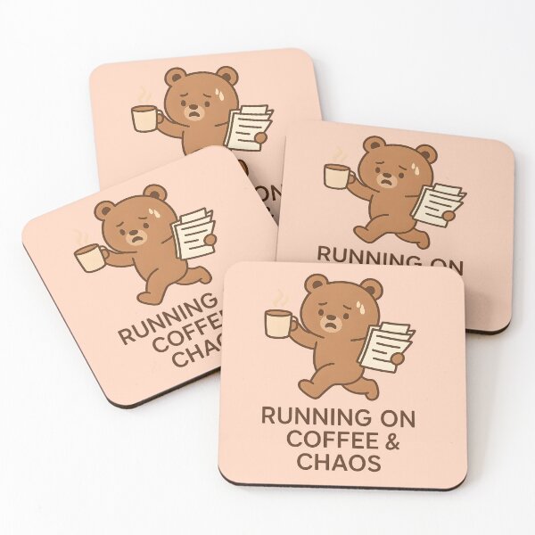 Item preview, Running on Coffee & Chaos – Cute bear in everyday office life designed and sold by domi199834.
