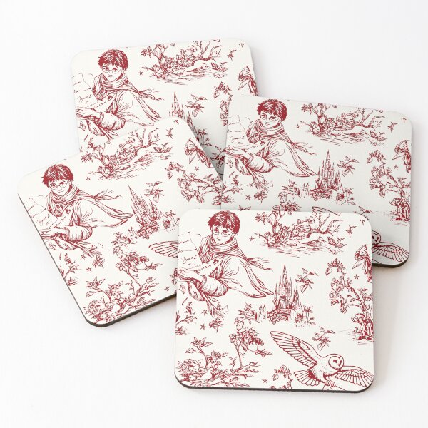 Item preview, Red Wizarding World Pattern - Young Wizard and Owl Toile de Jouy designed and sold by PricklyBearArt.