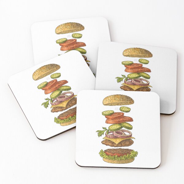 Item preview, Floating Hamburger – Burger Art, Burger Lover designed and sold by smolburndesign.