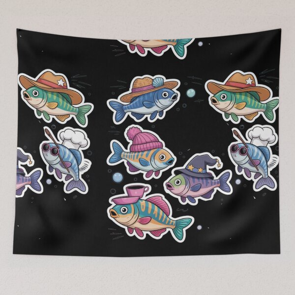 Item preview, Funny Zebrafish with hats designed and sold by DamioPolArt.