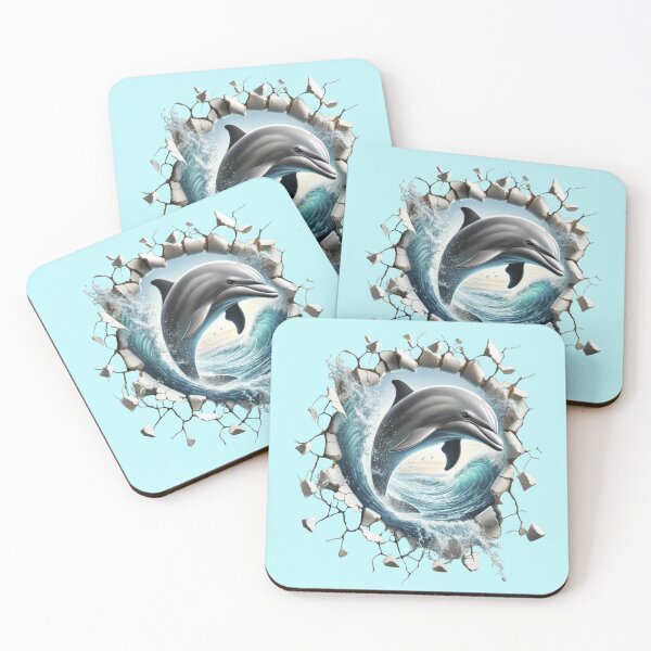 Item preview, Dolphin leaping out of the waves looking through a hole in the wall designed and sold by LoneAngel.