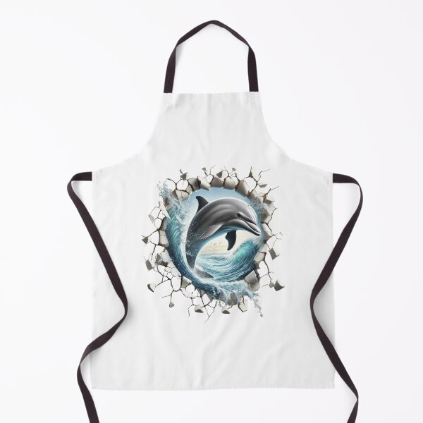 Item preview, Dolphin leaping out of the waves looking through a hole in the wall designed and sold by LoneAngel.