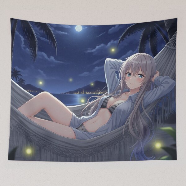 Item preview, A quiet, warm moonlit night with Waifu in a hammock designed and sold by GerwantSHOP.