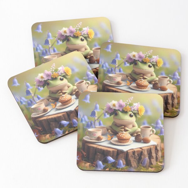 Item preview, Tiny Frogs on a Timber Table designed and sold by Cottage Core Ultimate.