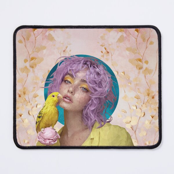 Item preview, Colorful Muse – Low poly portrait with parrot and ice cream designed and sold by Artenreich.