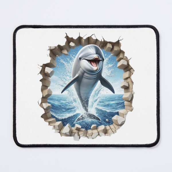 Item preview, Beautiful dophin leaps out of the waves through a hole in the wall designed and sold by LoneAngel.