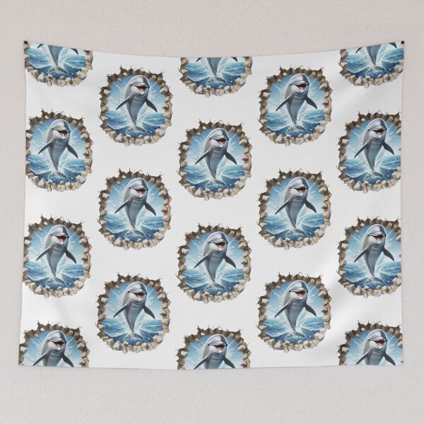 Item preview, Beautiful dophin leaps out of the waves through a hole in the wall designed and sold by LoneAngel.