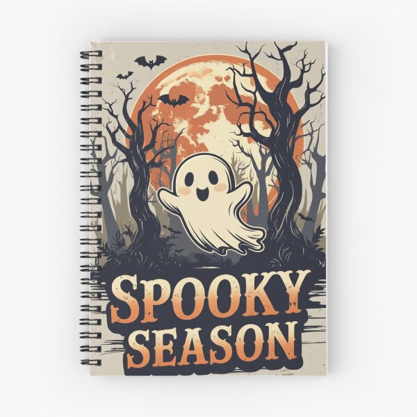 Item preview, Spooky Season Halloween Poster – Cute Ghost, Full Moon, and Bats Illustration designed and sold by PatternXS.