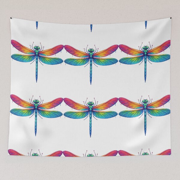 Item preview, Colorful Rainbow Dragonfly Illustration designed and sold by ArtfulWeave.