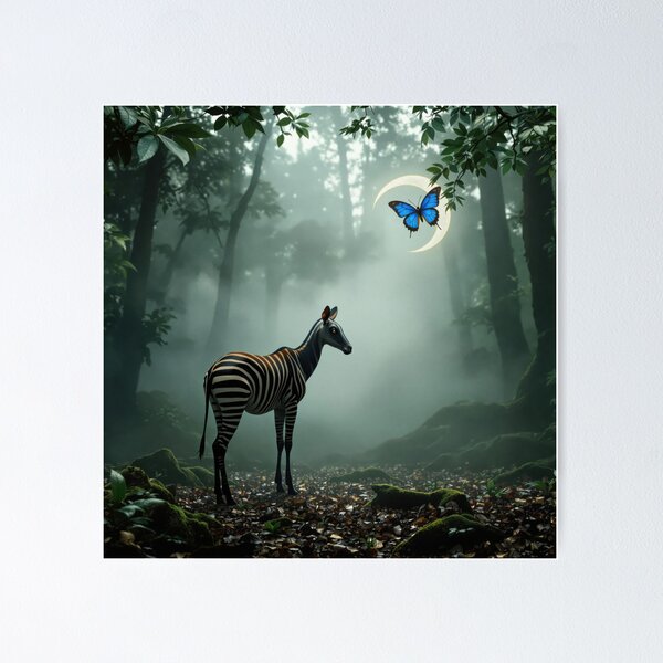 Item preview, Okapi with Crescent Butterfly designed and sold by HabitableMoons.