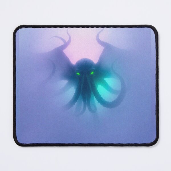 Item preview, Creepy eldritch thick foggy surroundings, low visibility, electric vivid colors Cthulhu as described by H.P. Lovecraft designed and sold by Vintage Designs +.
