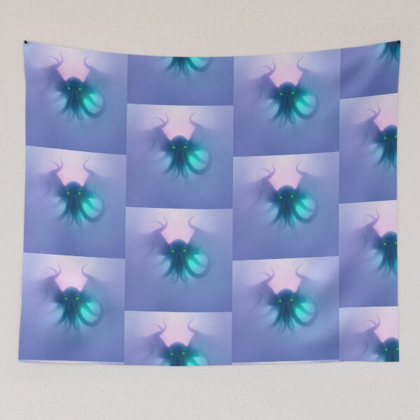 Item preview, Creepy eldritch thick foggy surroundings, low visibility, electric vivid colors Cthulhu as described by H.P. Lovecraft designed and sold by Vintage Designs +.