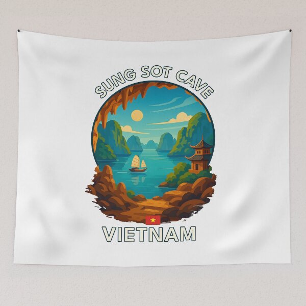 Item preview, Sung Sot Cave Ha Long Bay Vietnam - Iconic Asia Landmark Travel vacation destination souvenir art  designed and sold by inkNext.