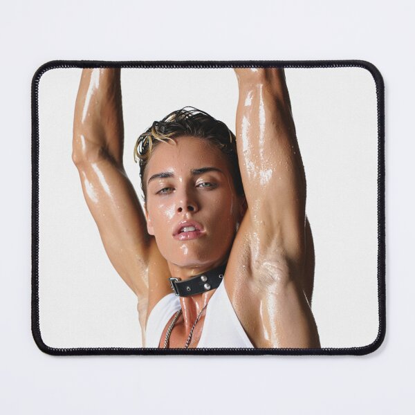 Item preview, Beautiful sexy gym woman posing with her arms up showing her armpits sweating designed and sold by Vintage Designs +.