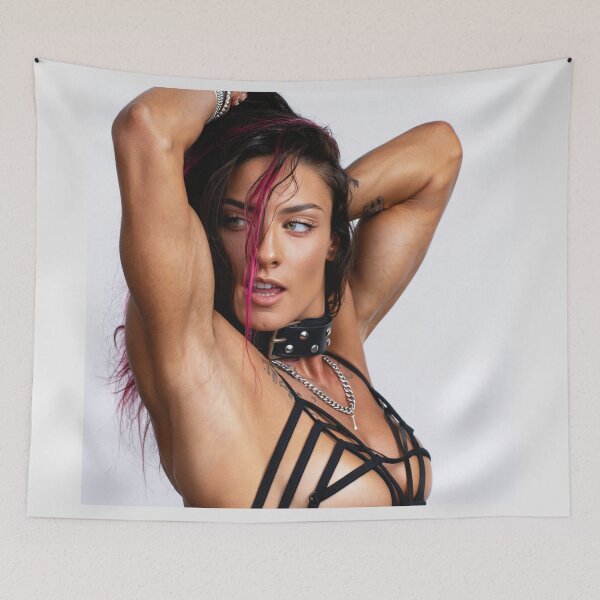 Item preview,  Beautiful sexy gym woman posing with her arms up showing her armpits sweating designed and sold by Vintage Designs +.