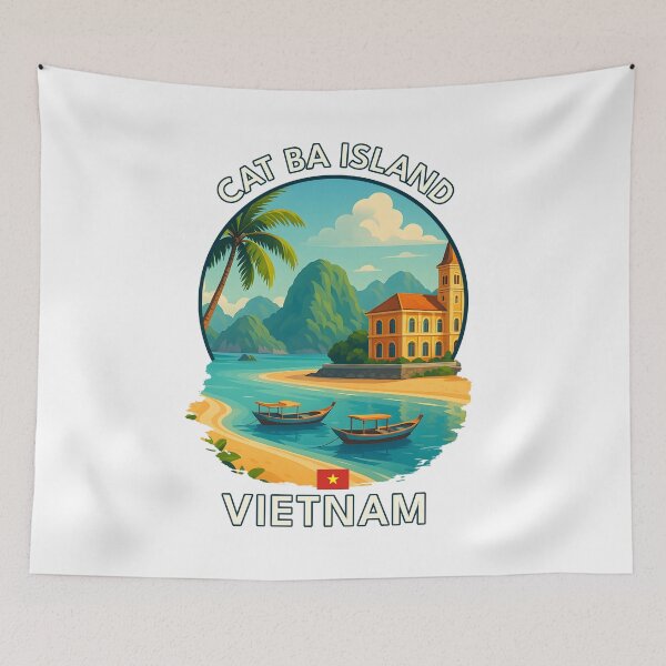 Item preview, Cat Ba Island Hai Phong Vietnam - Iconic Asia Landmark Travel vacation destination souvenir art  designed and sold by inkNext.
