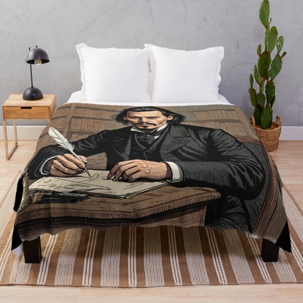 Item preview, Johhny Depp vintage etching style portrait art designed and sold by Vintage Designs +.