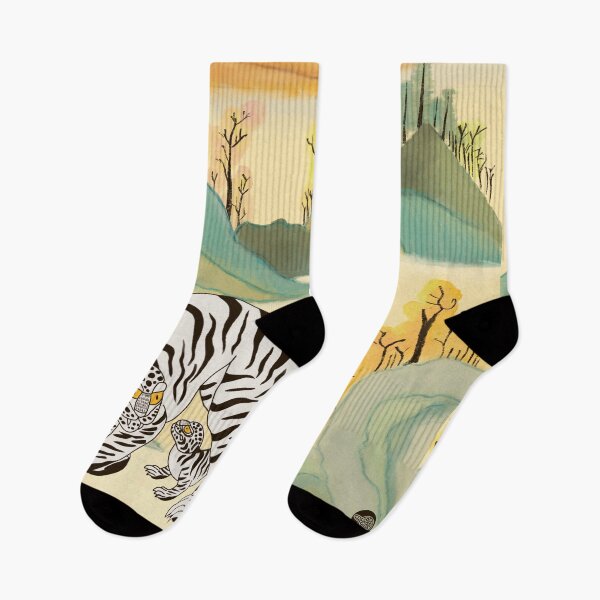 Item preview, “Korean Traditional White Tigers in the Mountains – Guardian of the Seasons” designed and sold by Yoma-iknow.