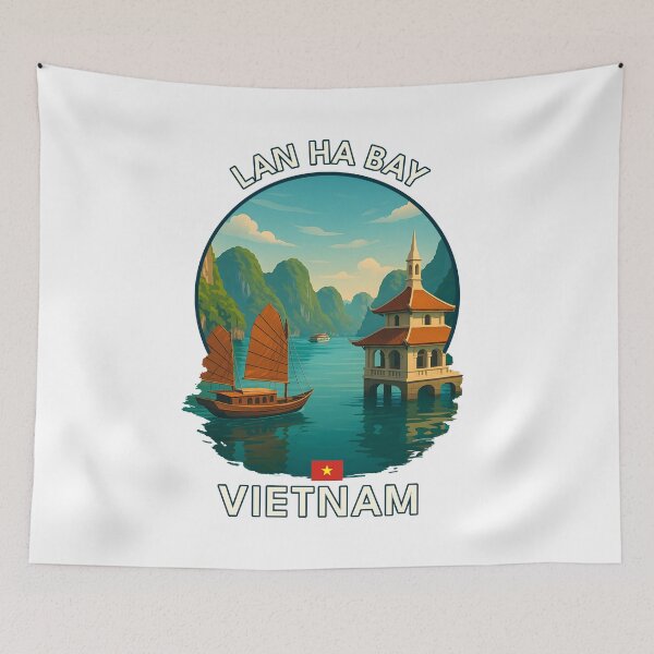 Item preview, Lan Ha Bay Hai Phong Vietnam - Iconic Asia Landmark Travel vacation destination souvenir art  designed and sold by inkNext.
