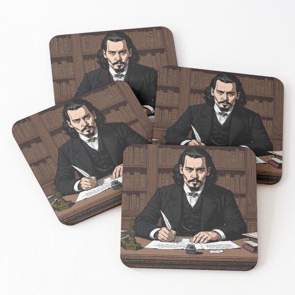 Item preview, Johhny Depp vintage etching style portrait art designed and sold by Vintage Designs +.