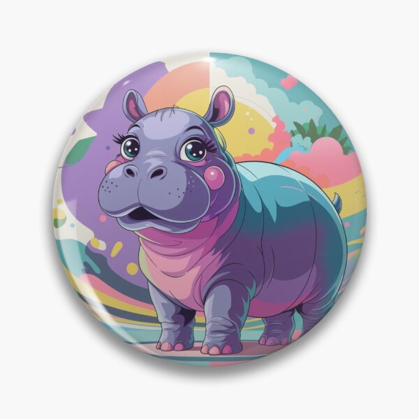 Item preview, Geometric Colorful Hippo Illustration designed and sold by NeatThingLover.