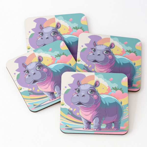 Item preview, Geometric Colorful Hippo Illustration designed and sold by NeatThingLover.
