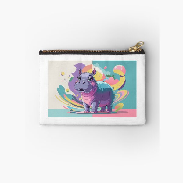 Item preview, Geometric Colorful Hippo Illustration designed and sold by NeatThingLover.