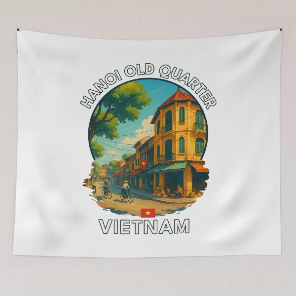 Item preview, Hanoi Old Quarter Hanoi Vietnam - Iconic Asia Landmark Travel vacation destination souvenir art designed and sold by inkNext.
