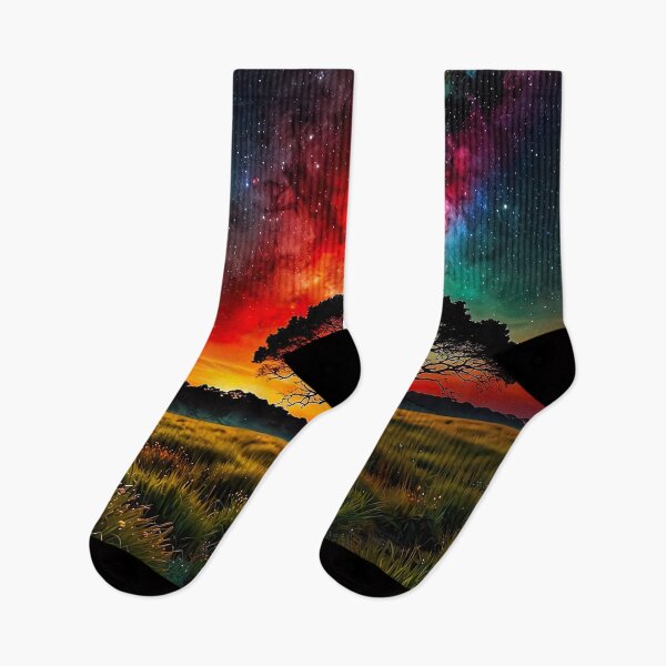 Item preview, Rainbow galaxy above the lonely tree designed and sold by PixelParadies.