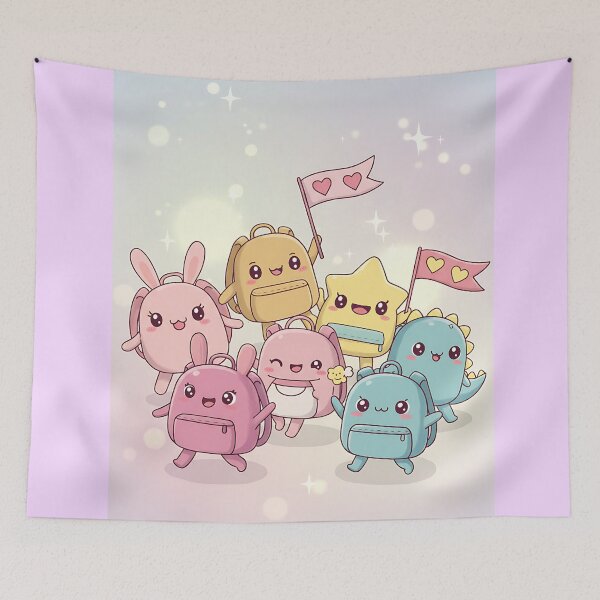 Item preview, Smiling backpacks walking together designed and sold by Itsheartshop.