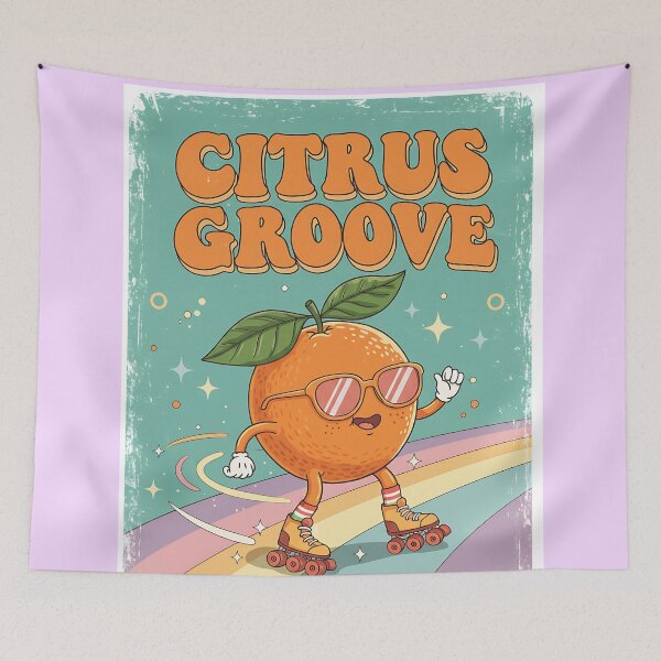 Item preview, Retro Orange On Pastel Rainbow Skating designed and sold by Itsheartshop.