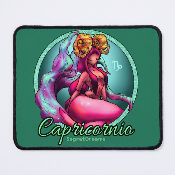 Item preview, Capricorn Goddess with Golden Horns and Mystical Mermaid Tail - Zodiac and Astrology Fantasy Art designed and sold by SegretDreams.
