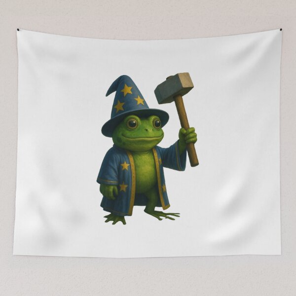 Item preview, Wizard Frog with Hammer – Fantasy Meme Art designed and sold by Marvvinekk.