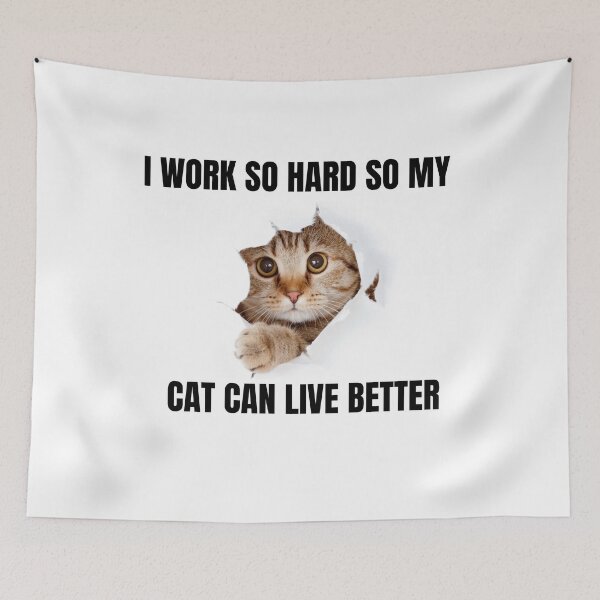 Item preview, Funny Cat Quote T-Shirt – I Work Hard So My Cat Can Live Better – Cute Pet Lover Gift designed and sold by Colorfulsigns.