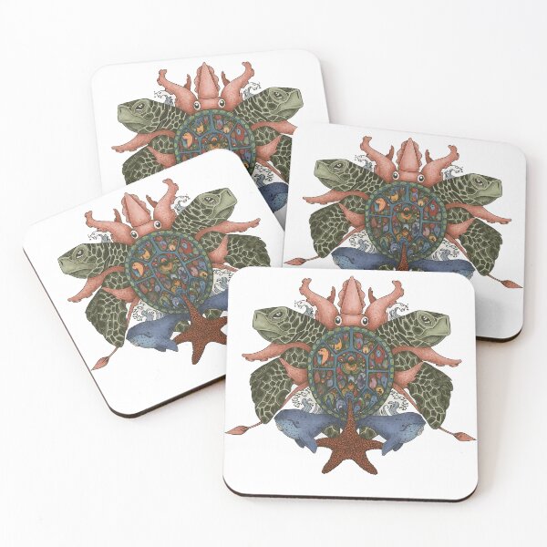 Item preview, Ocean Totem – Sea Turtle, Dolphin & Squid Marine Art designed and sold by PitselehStudio.
