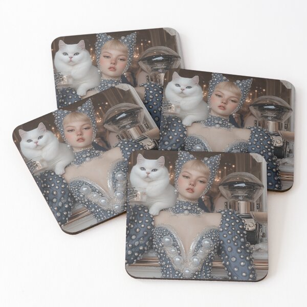 Item preview, Futuristic Girl in a Cat Café designed and sold by yinyuecreation.