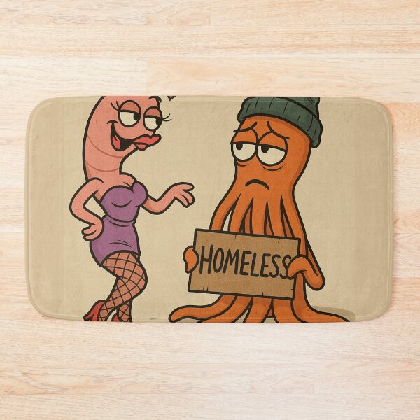 Item preview, Homeless Squid and Flirty Worm – Funny Cartoon designed and sold by Marvvinekk.