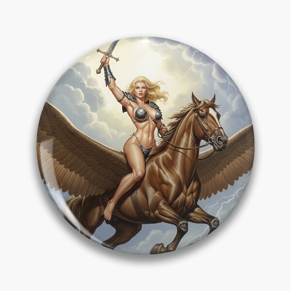 Item preview, Pegasus Rider | Queen of the Storm Peaks | Skyborne Valkyrie | Epic Fantasy Art designed and sold by VintageBazaar.