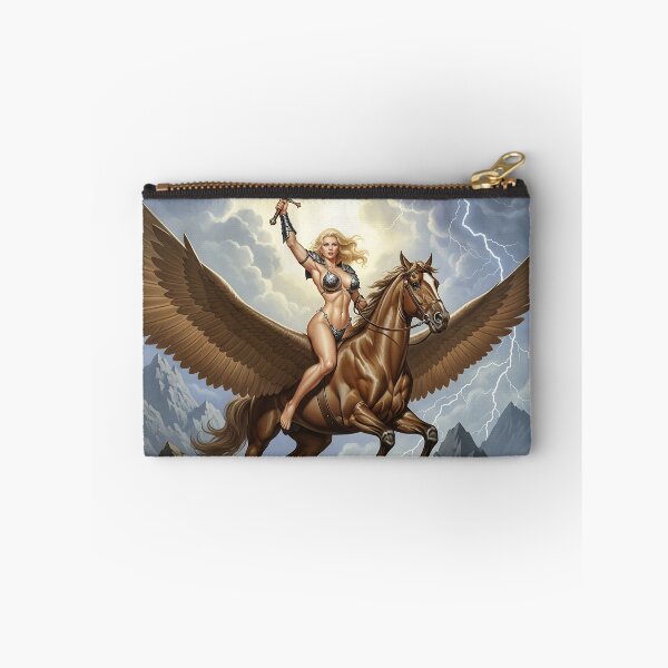 Item preview, Pegasus Rider | Queen of the Storm Peaks | Skyborne Valkyrie | Epic Fantasy Art designed and sold by VintageBazaar.