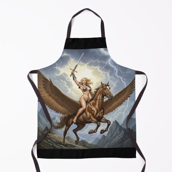 Item preview, Pegasus Rider | Queen of the Storm Peaks | Skyborne Valkyrie | Epic Fantasy Art designed and sold by VintageBazaar.