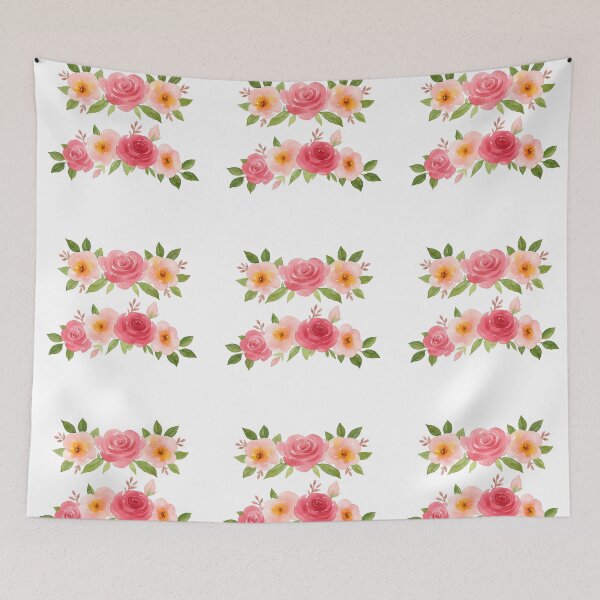 Item preview, Watercolor Pink and Red Floral Frame Illustration designed and sold by ArtfulWeave.