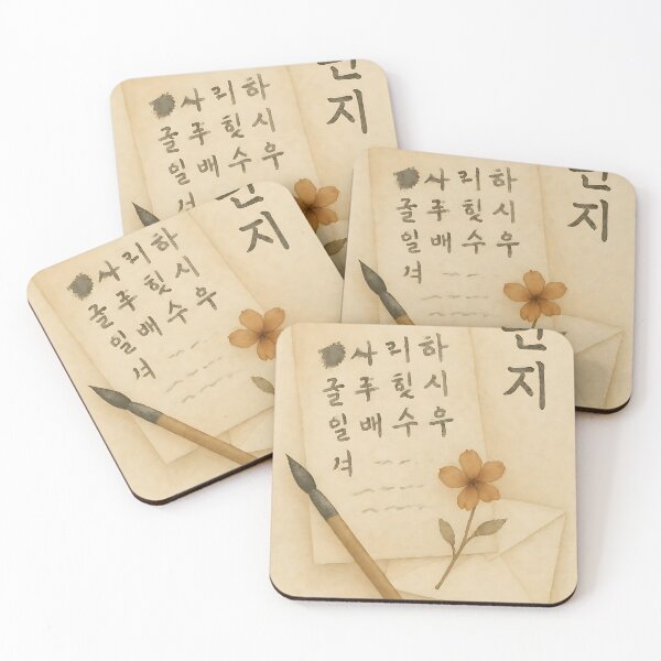 Item preview, Korean Watercolor Illustration – “Letter” with Calligraphy & Flower designed and sold by bloomling.