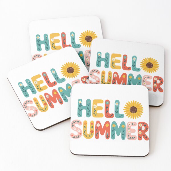 Item preview, Hello Summer Colorful Floral Typography Illustration designed and sold by ArtfulWeave.