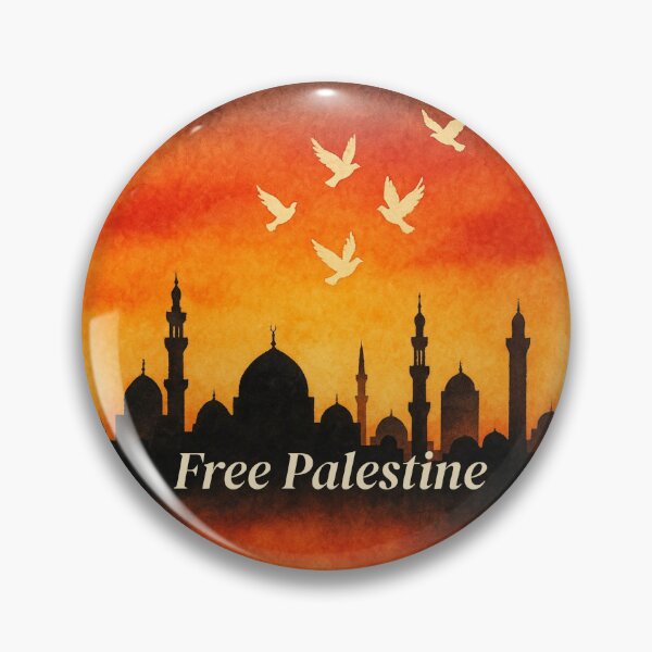 Item preview, Free Palestine Peace Doves Sunset Skyline Palestine Mosque Save Gaza designed and sold by Annika Shurafa.