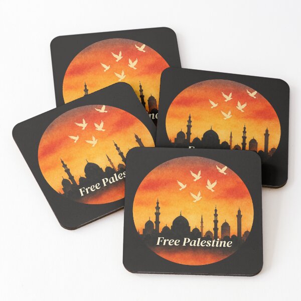 Item preview, Free Palestine Peace Doves Sunset Skyline Palestine Mosque Save Gaza designed and sold by Annika Shurafa.